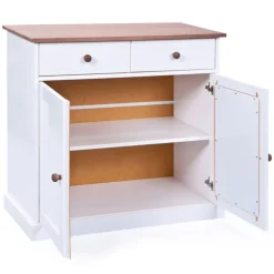 Kommode JACOB 3.2 weiß Massivholz / braun