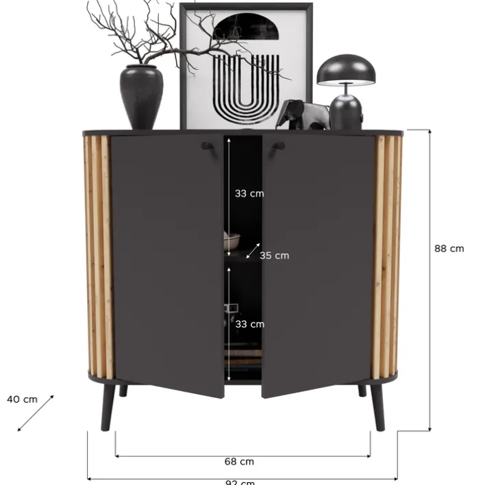 Kommode PURE 92 x 88 cm grau-Dekor/Eiche-Dekor