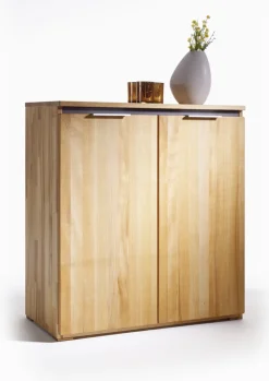 Kommode VICENZA 80 x 89 cm Kernbuche massiv natur geölt/Absetzung Anthrazit gebeizt