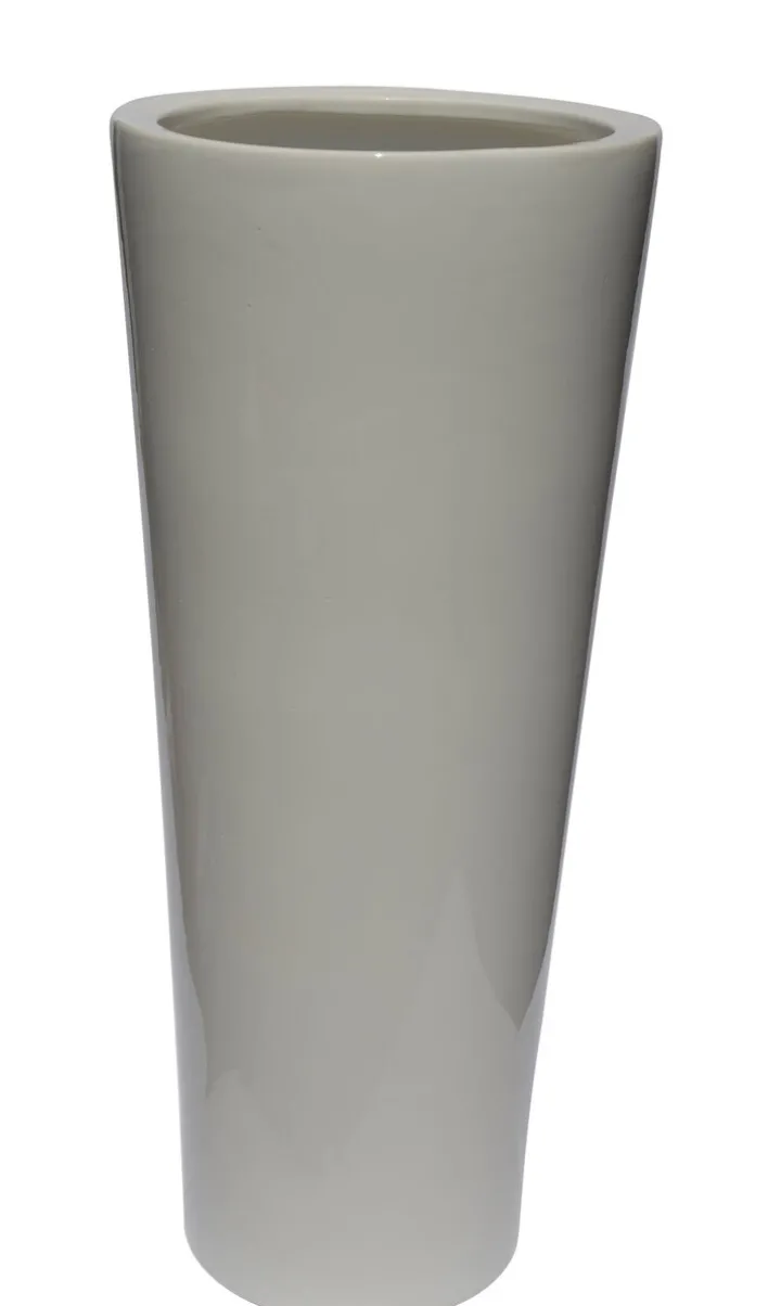 Konische Bodenvase /Vase aus Keramik H 55 /Ø 24 Weiß glänzend