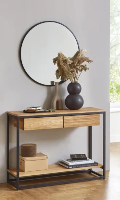 Konsole 100cm Eiche massiv/schwarz