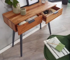 Konsolentisch 90 x 78 cm Akazie braun grau