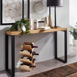 Konsolentisch 120 x 76 cm Eiche braun schwarz