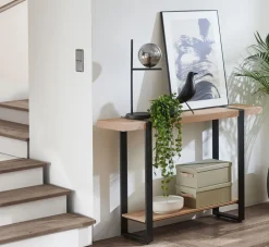 Konsolentisch 120 x 30 cm Schwarz/ Eiche