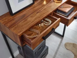 Konsolentisch 90 x 77 cm Sheesham braun schwarz