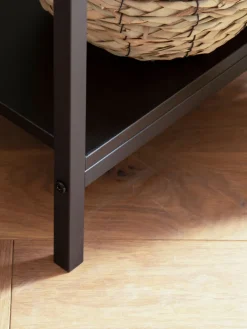 Konsolentisch 100 x 75 x 30 cm Schwarz/ Wiener Geflecht