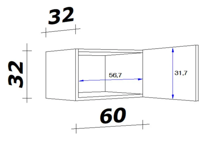 Kurz-Oberschrank PETE weiß 60 cm