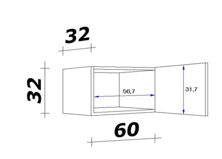 Kurz-Oberschrank PETE weiß 60 cm