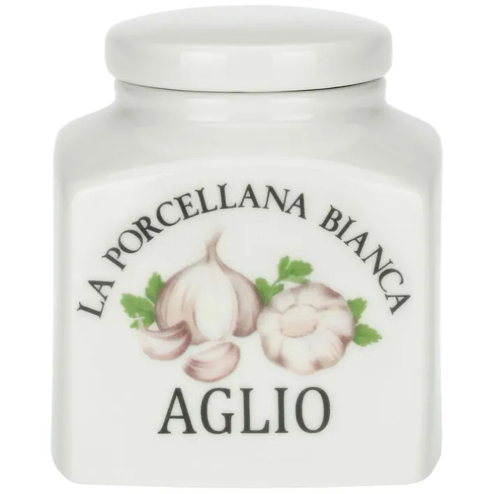 LA PORCELLANA BIANCA Aufbewahrungsdose CONSERVA Aglio 10,5 cm Porzellan weiß