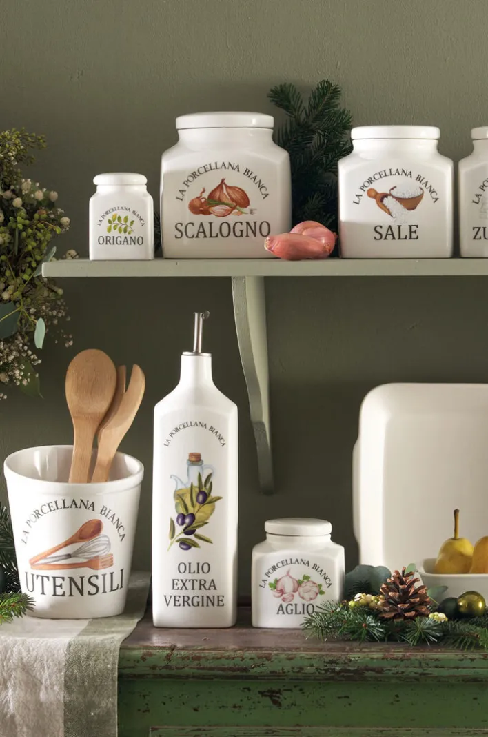 LA PORCELLANA BIANCA Aufbewahrungsdose CONSERVA Aglio 10,5 cm Porzellan weiß