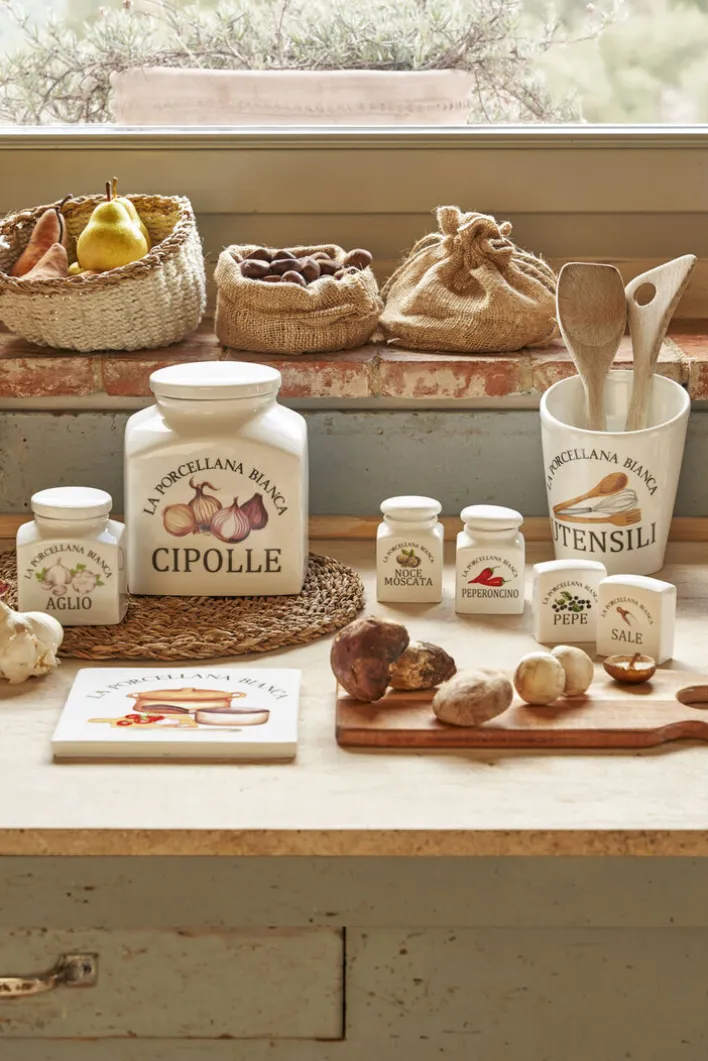 LA PORCELLANA BIANCA Aufbewahrungsdose CONSERVA Aglio 10,5 cm Porzellan weiß