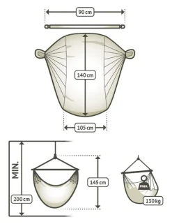 LA SIESTA Hängesessel Basic DOMINGO 140 cm Lime