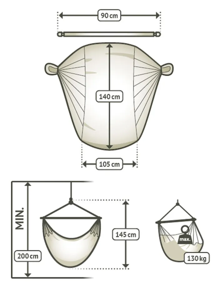 LA SIESTA Hängesessel Basic DOMINGO 140 cm Lime