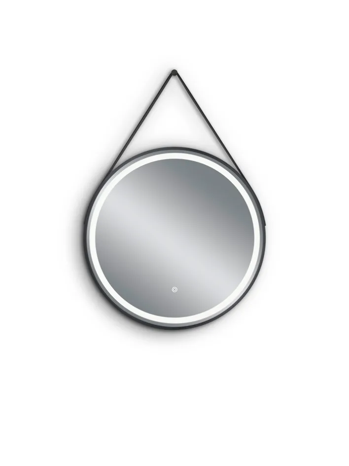 LED-Spiegel FINCHEN Ø 60 cm Spiegelglas/schwarz