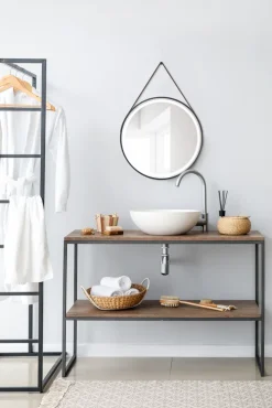 LED-Spiegel FINCHEN Ø 60 cm Spiegelglas/schwarz