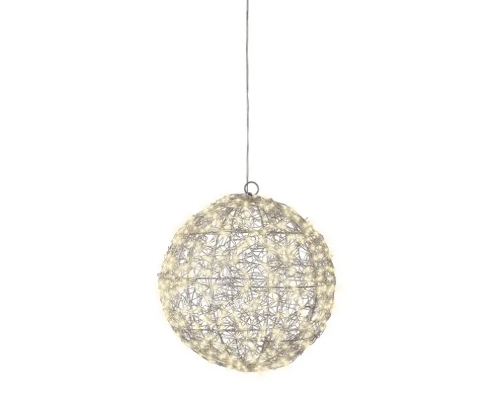 Lichtobjekt LED-Kugel GLOW I Metall Kugelform Ø 28 cm Grau