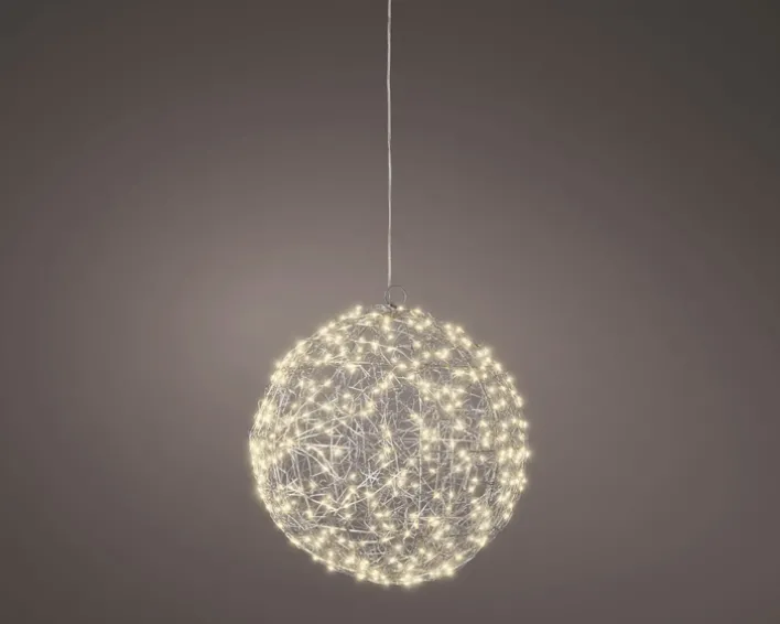 Lichtobjekt LED-Kugel GLOW I Metall Kugelform Ø 28 cm Grau