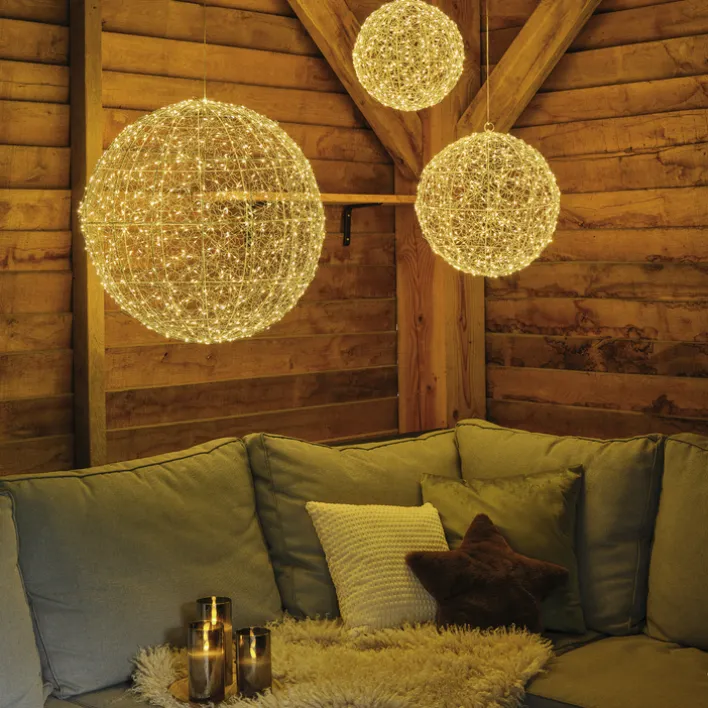 Lichtobjekt Micro LED Rahmen 28x28x28cm silberfarbig