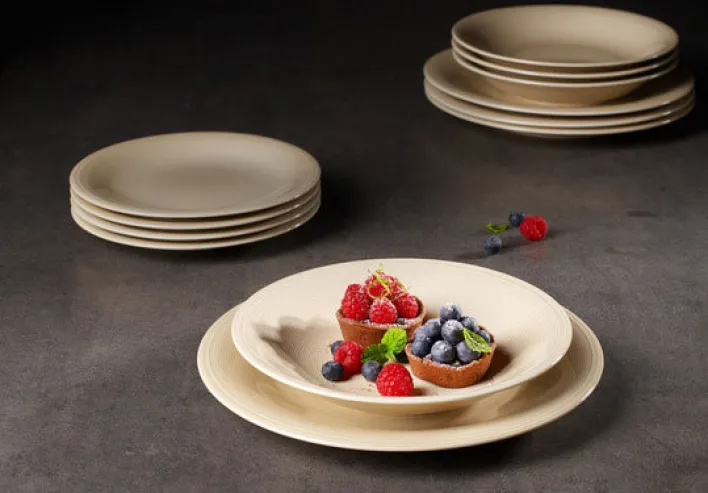 like. Suppenteller COLOR LOOP SAND 23,5 cm Porzellan beige