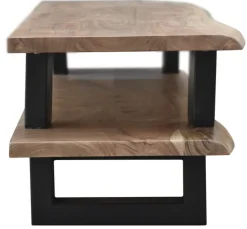 Lowboard 140 x 36 cm Akazie mit Baumkante natur/schwarz