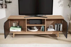 Lowboard 150 x 55 cm Eiche-Dekor/schwarz