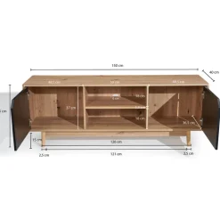 Lowboard 150 x 55 cm Eiche-Dekor/schwarz