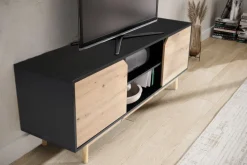 Lowboard 150 x 55 cm Schwarz/Eiche-Dekor