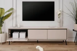 Lowboard ARONA 175 x 50 cm sandfarben/schwarz