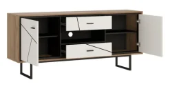 Lowboard BROLO 167 x 74,3 cm weiß/ schwarz