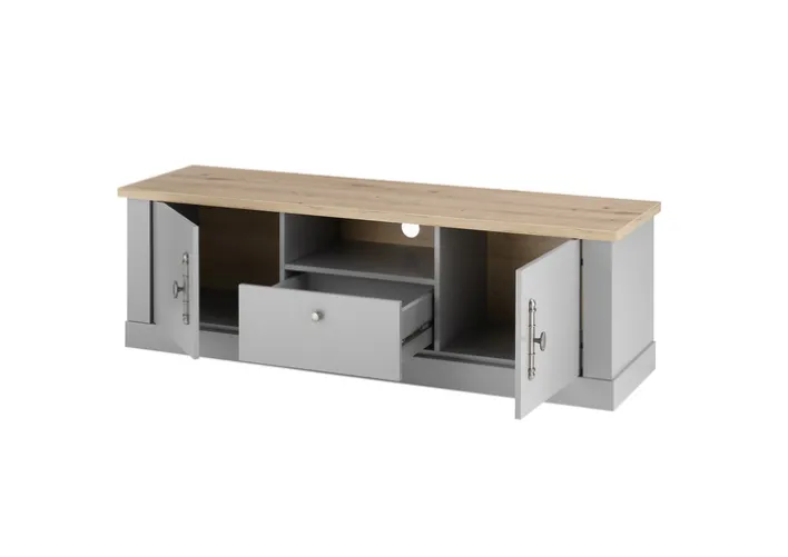 Lowboard CHAMBORD 155 x 48 cm hellgrau/braun