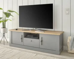 Lowboard CHAMBORD 155 x 48 cm hellgrau/braun