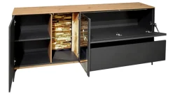 Lowboard COMO 169 x 65 cm Anthrazit matt Lack/Asteiche-Dekor