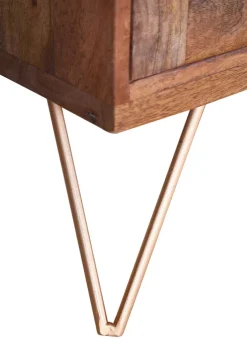 Lowboard GLORIA 130 x 57 cm Mango Massiv natur braun/Rattangeflecht