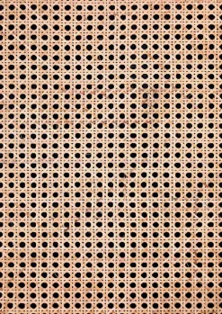 Lowboard GLORIA 130 x 57 cm Mango Massiv natur braun/Rattangeflecht