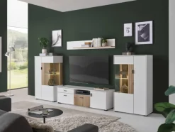 Lowboard HUDSON 150 x 44 cm weiß/braun