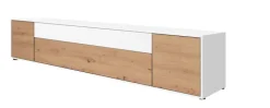 Lowboard JOHN 220 x 44 cm Weiß/ Eiche Artisan Oak