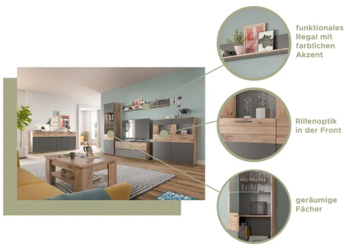 Lowboard MASON 130 x 53 cm braun/ grau