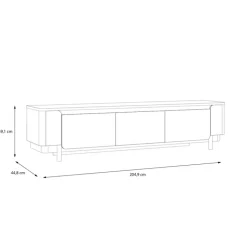 Lowboard VODOL 205x49 cm Sand/Schwarz