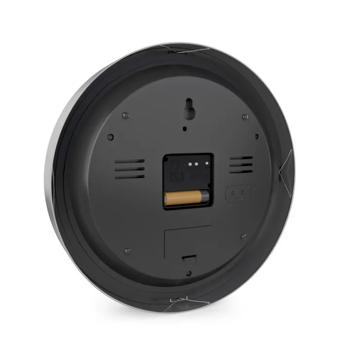 Mebus Digitalwanduhr Metall/Kunststoff Durchmesser 30 cm Schwarz/Alu-/Nickelfarbig/Weiß