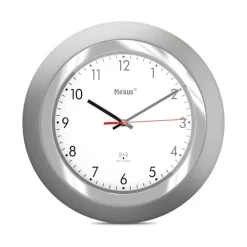Mebus Funk-Wanduhr 25 cm silberfarbig/schwarz/rot