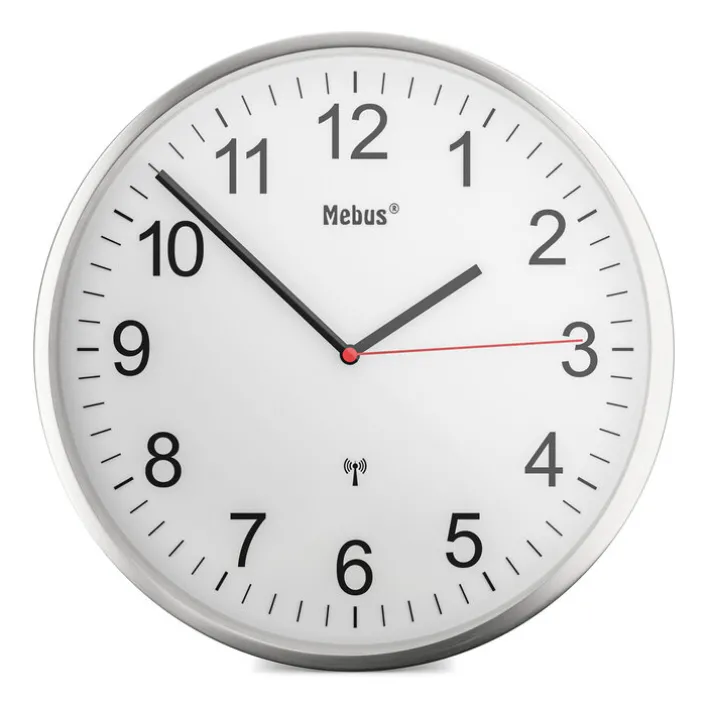 Mebus Funk-Wanduhr silberfarbig