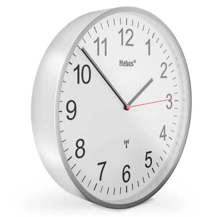 Mebus Funk-Wanduhr silberfarbig