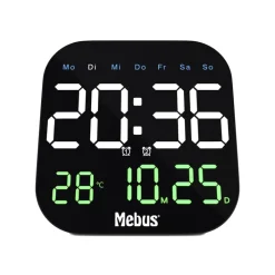 Mebus Quarz-Uhr Kunststoff 18,5 x 18,5 x 2,8 cm Schwarz/Mehrfarbig