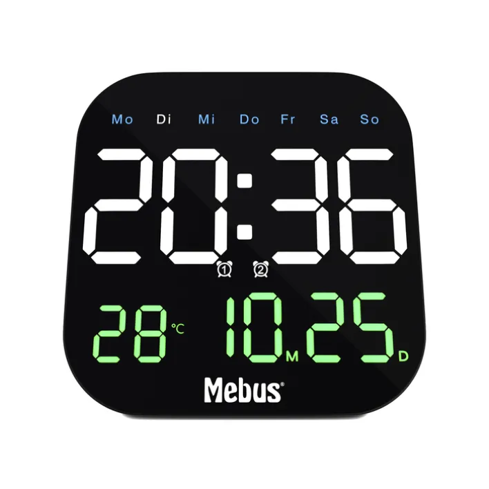 Mebus Quarz-Uhr Kunststoff 18,5 x 18,5 x 2,8 cm Schwarz/Mehrfarbig