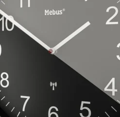 Mebus Wanduhr Aluminium/Kunststoff Durchmesser 45 cm Schwarz/Alu-/Nickelfarbig/Weiß