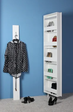 Mehrzweckschrank drehbar 50 x 195 cm Spiegelfront/weiß