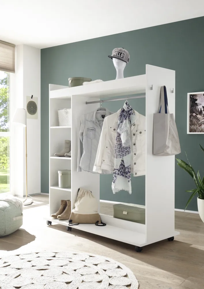 Mobiler Kleiderständer MOVA Weiß 140 x 150 x 56 cm
