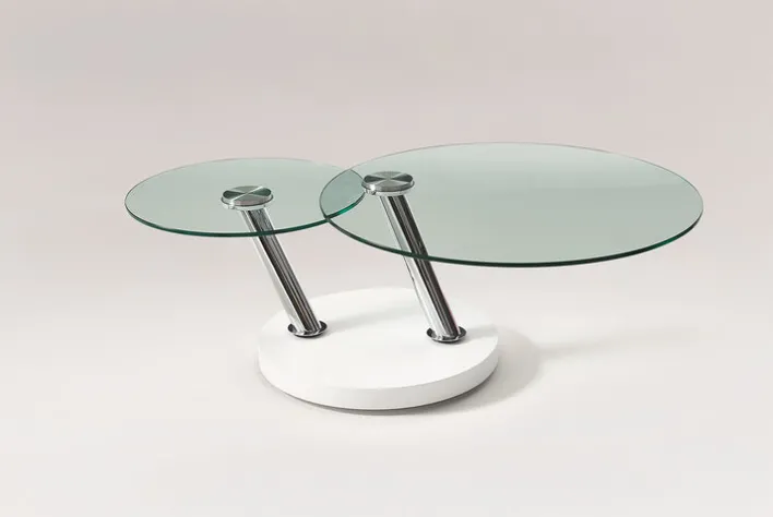 Musterring Couchtisch rund MR CT3100-W FABIA Klarglas /weiß