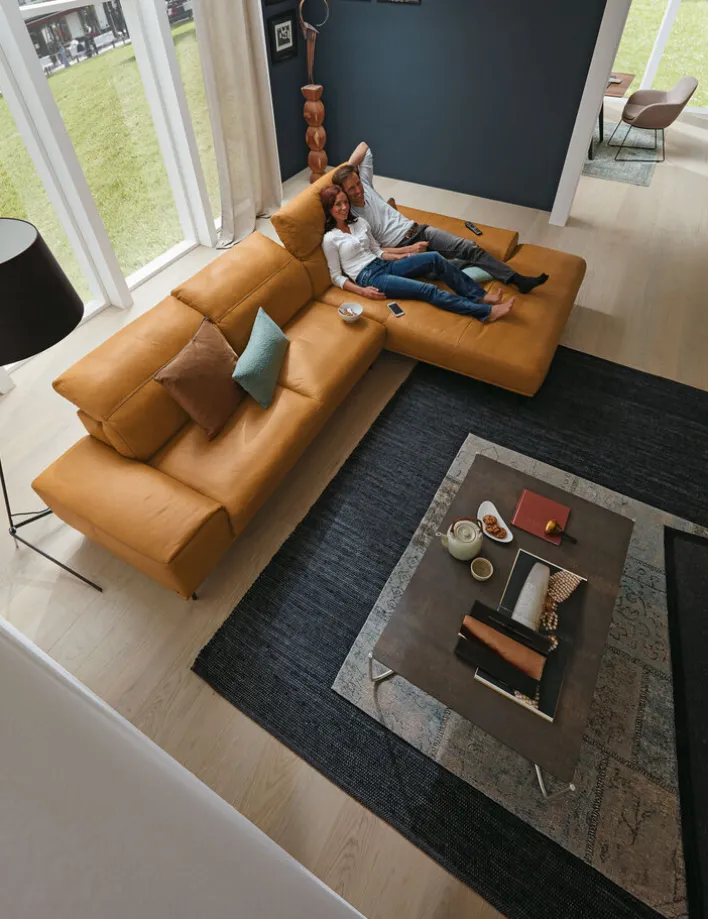 Musterring Ecksofa MR 2490 Lederbezug Kurkumagelb