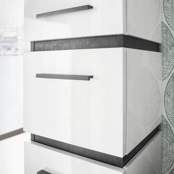 Musterring Hochschrank RIMINI schneeweiß/ dunkelgrau